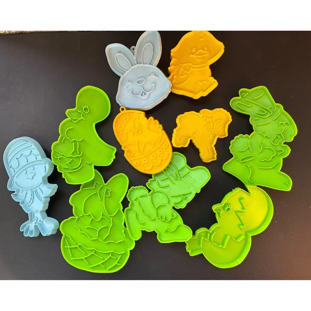 Vintage Cookie Cutter Set Easter Spring Shapes 10pc Multi Color Excellent‎